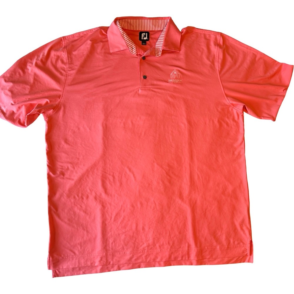 FootJoy Golf Polo Mens XXL Pink Stripe The Mission Club Performance Polo